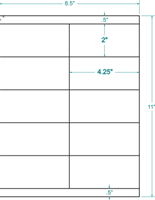 312603 - White Permanent Label, inkjet/laser/copier, 4 1/4 x 2, 2 across, 10 on a sheet, 100 sheets, qty 1,000