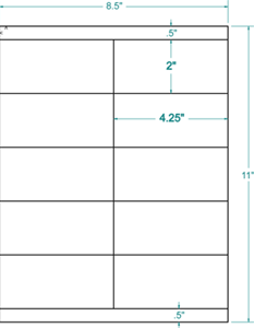 White Permanent Label, inkjet/laser/copier, 4 1/4 x 2, 2 across, 10 on a sheet, 100 sheets, qty 1,000