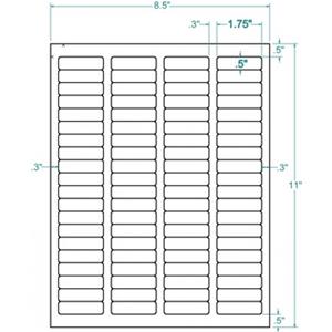 White Permanent Return Address Label, inkjet/laser/copier, 1 3/4 x 1/2, 80 on a sheet, 250 sheets