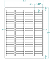 340749 - White Permanent Label, inkjet/laser/copier, 1 3/4 x 1/2, 4 across, 80 on a sheet, 250 sheets, qty 1,000