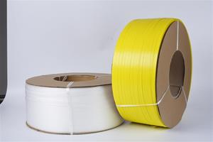 3/8" x 12900&#39; - 8" x 8" Core Machine Grade Polypropylene Strapping - Embossed (White)
