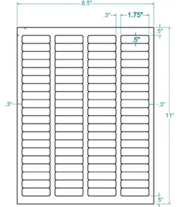 White Permanent Label, inkjet/laser/copier, 1 3/4 x 1/2, 4 across, 80 on a sheet, 250 sheets, qty 1,000